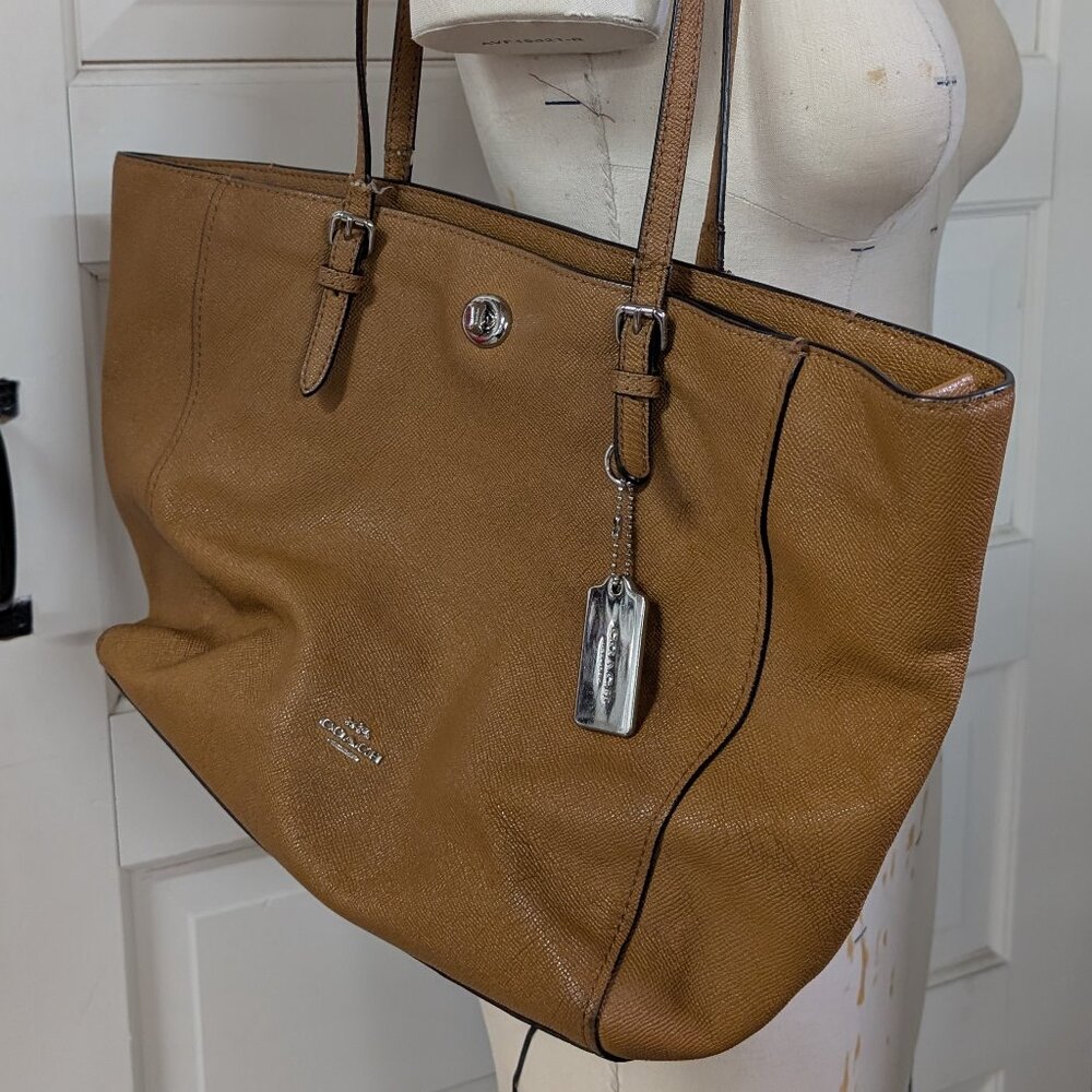 COACH Shoulder Tote Bag Tan Leather